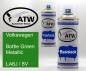 Preview: Volkswagen, Bottle Green Metallic, LA6J / 8V: 400ml Sprühdose + 400ml Klarlack - Set, von ATW Autoteile West.